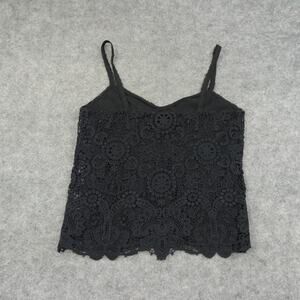 Polo‎ Ralph Lauren Top Womens 8 Shirt Eyelet Lace Cami Black Pullover Lined H